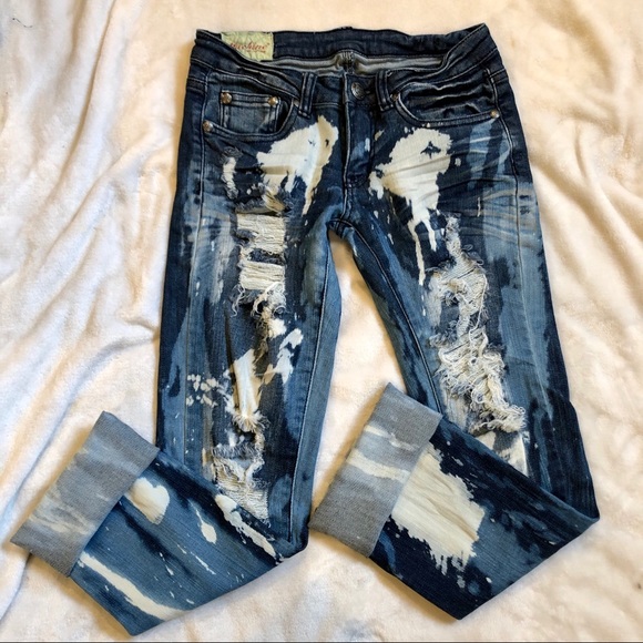 Machine Denim - Machine - Distressed Acid Wash Skinny Jeans! 27